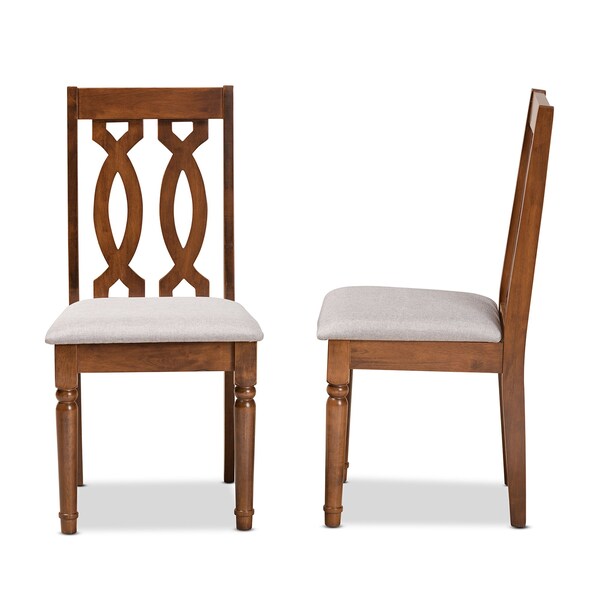Baxton Studio Cherese Modern and Contemporary Grey Fabric and Walnut Brown Finished Wood 2-Piece Dining Chair Set - 183-10545-ZORO