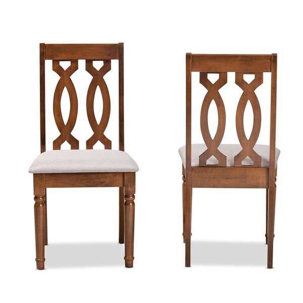Baxton Studio Cherese Modern and Contemporary Grey Fabric and Walnut Brown Finished Wood 2-Piece Dining Chair Set - 183-10545-ZORO