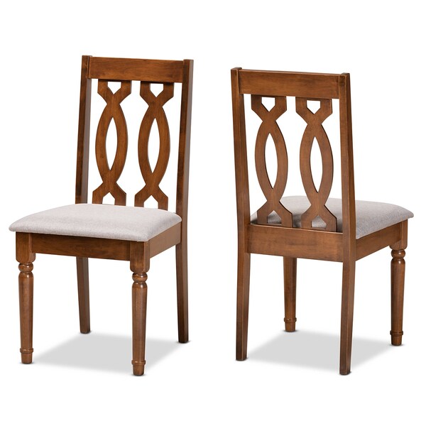 Baxton Studio Cherese Modern and Contemporary Grey Fabric and Walnut Brown Finished Wood 2-Piece Dining Chair Set - 183-10545-ZORO