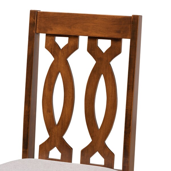 Baxton Studio Cherese Modern and Contemporary Grey Fabric and Walnut Brown Finished Wood 2-Piece Dining Chair Set - 183-10545-ZORO