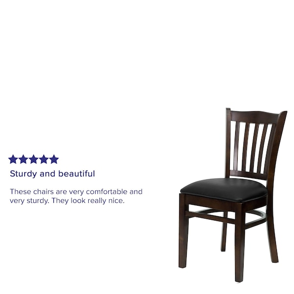 Flash Furniture Hercules Restaurant Chair, Wood Back, 17-1/2 in W 20-3/4" L 34-1/2" H - XU-DGW0008VRT-WAL-BLKV-GG