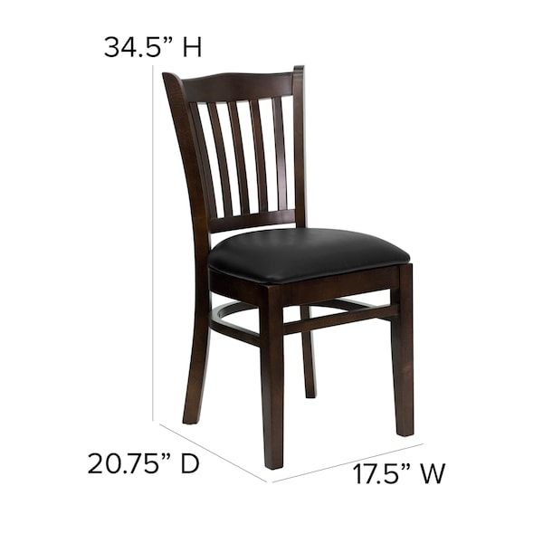 Flash Furniture Hercules Restaurant Chair, Wood Back, 17-1/2 in W 20-3/4" L 34-1/2" H - XU-DGW0008VRT-WAL-BLKV-GG