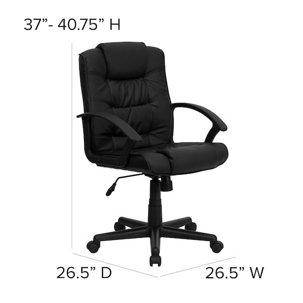 Flash Furniture Metal Contemporary Chair, 18" to 22", Fixed Arms, Black - GO-937M-BK-LEA-GG