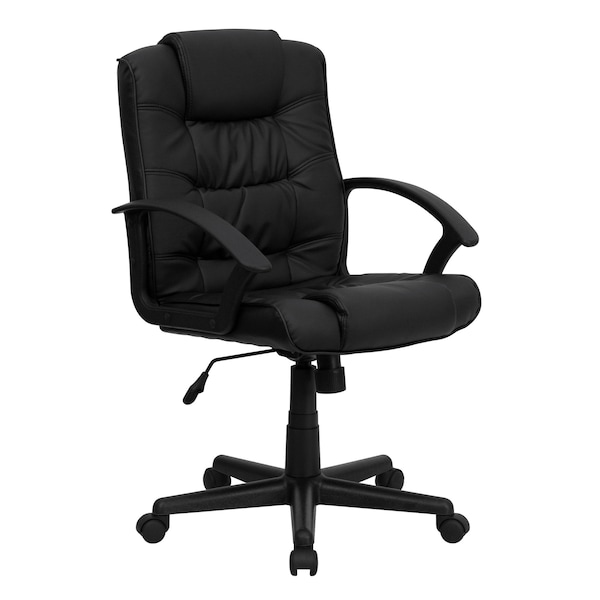 Flash Furniture Metal Contemporary Chair, 18" to 22", Fixed Arms, Black - GO-937M-BK-LEA-GG