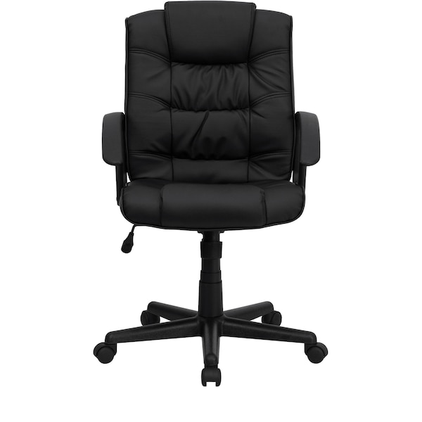 Flash Furniture Metal Contemporary Chair, 18" to 22", Fixed Arms, Black - GO-937M-BK-LEA-GG