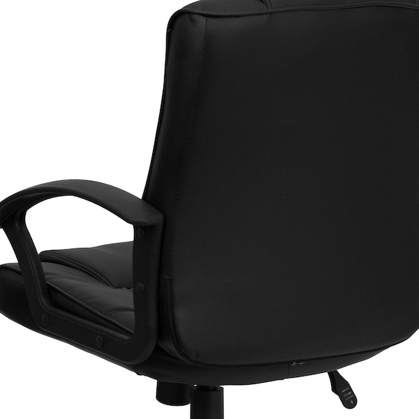Flash Furniture Metal Contemporary Chair, 18" to 22", Fixed Arms, Black - GO-937M-BK-LEA-GG
