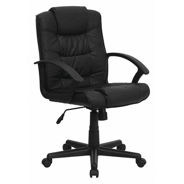 Flash Furniture Metal Contemporary Chair, 18" to 22", Fixed Arms, Black - GO-937M-BK-LEA-GG