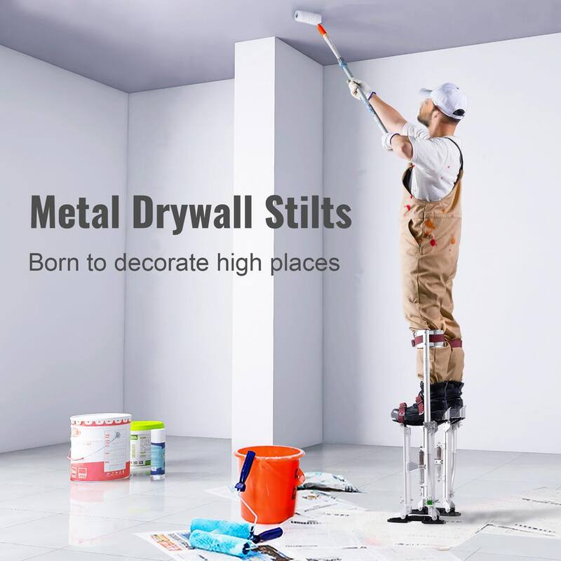 SVOPES Adjustable Drywall Stilts, 18 in. to 30 in. Aluminum Tool Stilts with Protective Knee Pads, Non-Slip Work Stilts, Silver - SGBGQYCYS1830LGZ6V0-0820