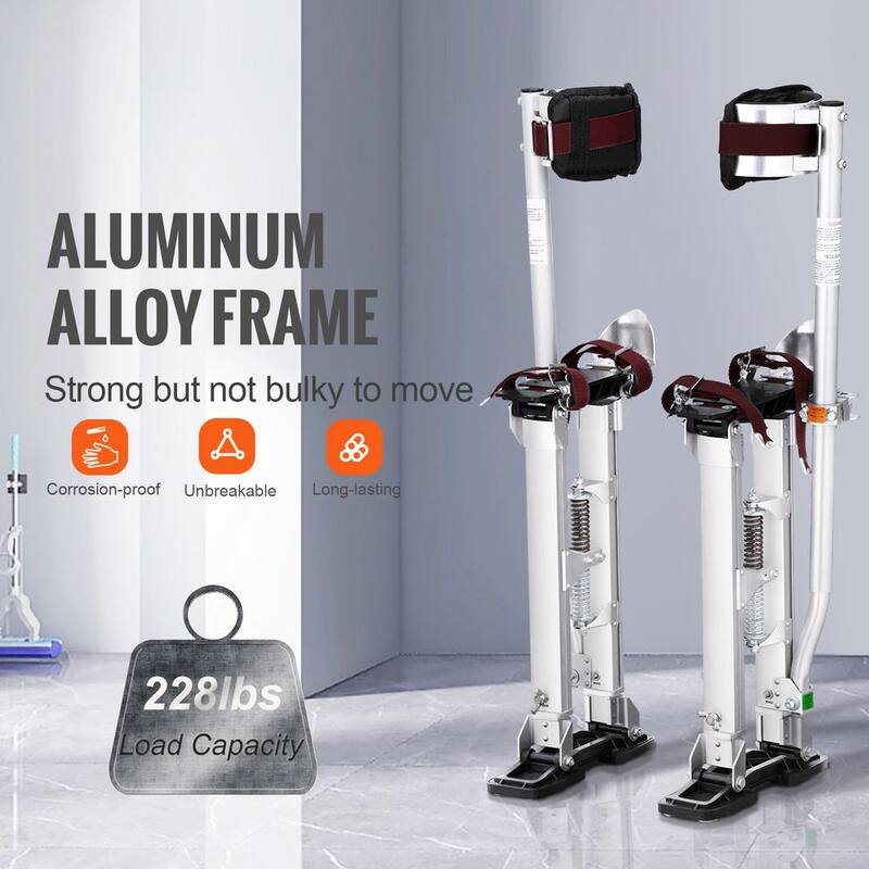 SVOPES Adjustable Drywall Stilts, 18 in. to 30 in. Aluminum Tool Stilts with Protective Knee Pads, Non-Slip Work Stilts, Silver - SGBGQYCYS1830LGZ6V0-0820