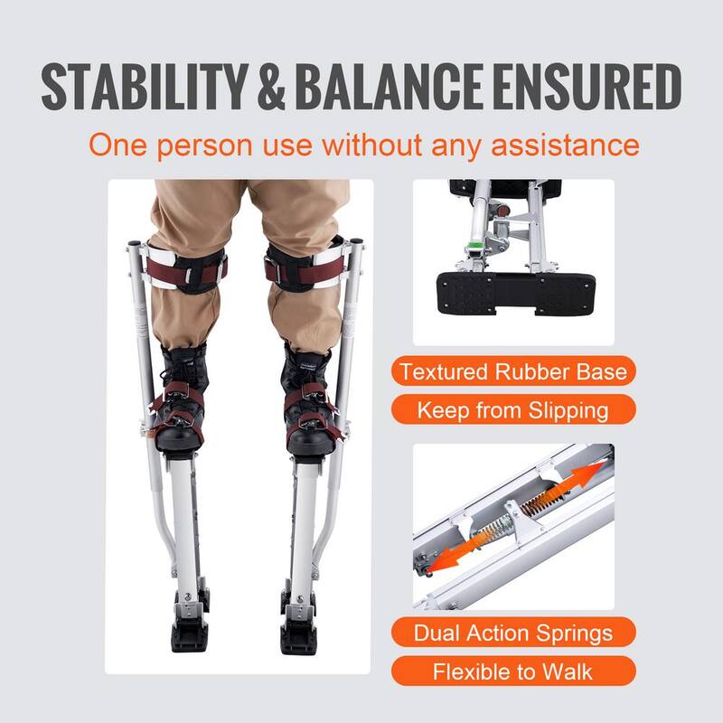 SVOPES Adjustable Drywall Stilts, 18 in. to 30 in. Aluminum Tool Stilts with Protective Knee Pads, Non-Slip Work Stilts, Silver - SGBGQYCYS1830LGZ6V0-0820