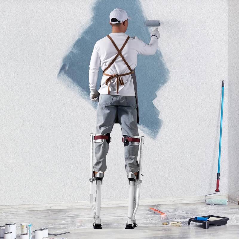 SVOPES Adjustable Drywall Stilts, 18 in. to 30 in. Aluminum Tool Stilts with Protective Knee Pads, Non-Slip Work Stilts, Silver - SGBGQYCYS1830LGZ6V0-0820
