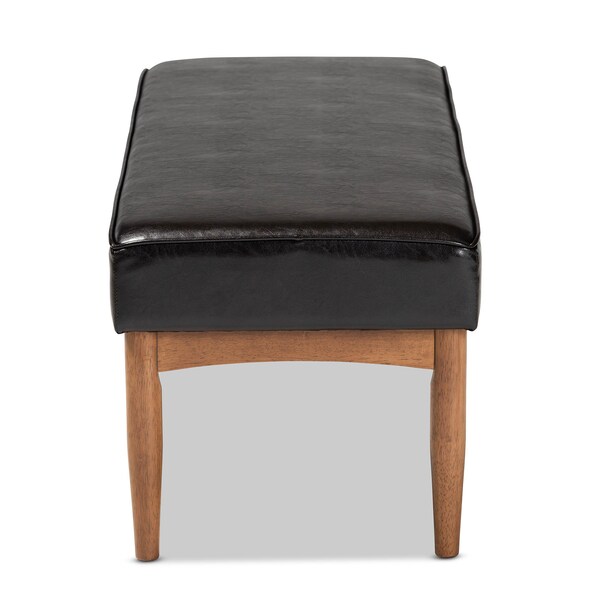 Baxton Studio Arvid Dark Brown Faux Leather Upholstered Wood Dining Bench - 164-10552