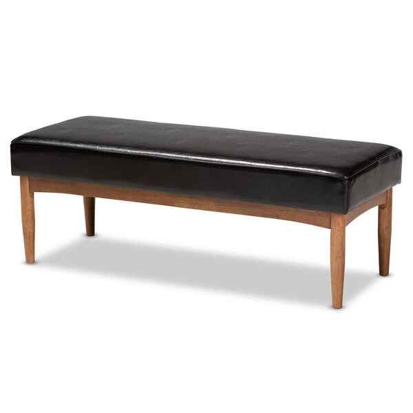 Baxton Studio Arvid Dark Brown Faux Leather Upholstered Wood Dining Bench - 164-10552
