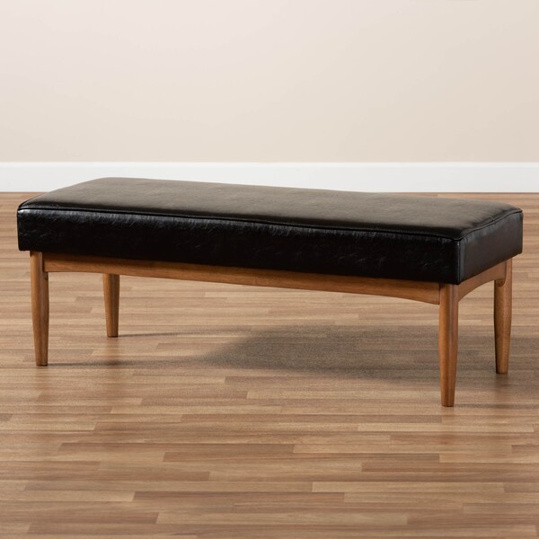 Baxton Studio Arvid Dark Brown Faux Leather Upholstered Wood Dining Bench - 164-10552