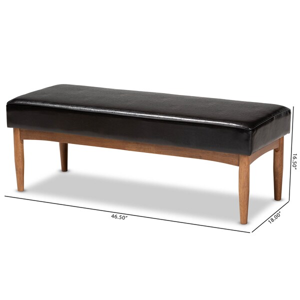 Baxton Studio Arvid Dark Brown Faux Leather Upholstered Wood Dining Bench - 164-10552