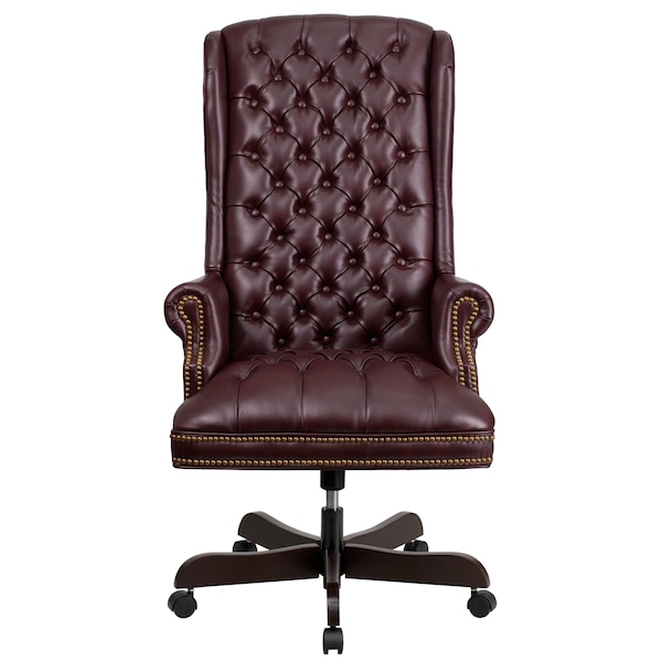 Flash Furniture Executive Chair Fixed Arms, 20" to 23" Height, Leather, Burgundy - CI-360-BY-GG