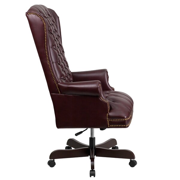 Flash Furniture Executive Chair Fixed Arms, 20" to 23" Height, Leather, Burgundy - CI-360-BY-GG