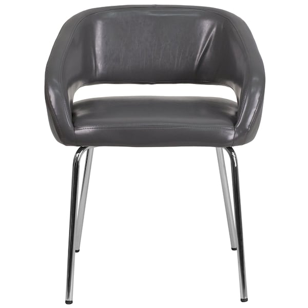 Flash Furniture Fusion Side Reception Chair, Gray Back, 23-1/2 in W 21-3/4" L 28-3/4" H, Leather Seat - CH-162731-GY-GG