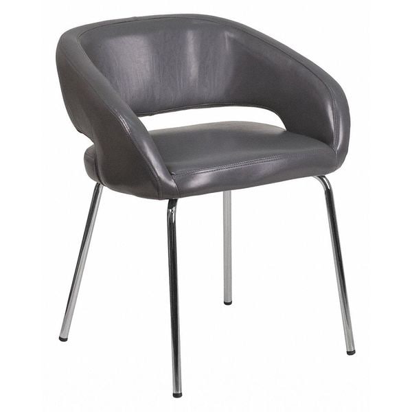 Flash Furniture Fusion Side Reception Chair, Gray Back, 23-1/2 in W 21-3/4" L 28-3/4" H, Leather Seat - CH-162731-GY-GG