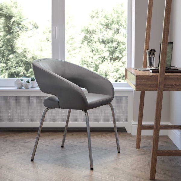 Flash Furniture Fusion Side Reception Chair, Gray Back, 23-1/2 in W 21-3/4" L 28-3/4" H, Leather Seat - CH-162731-GY-GG