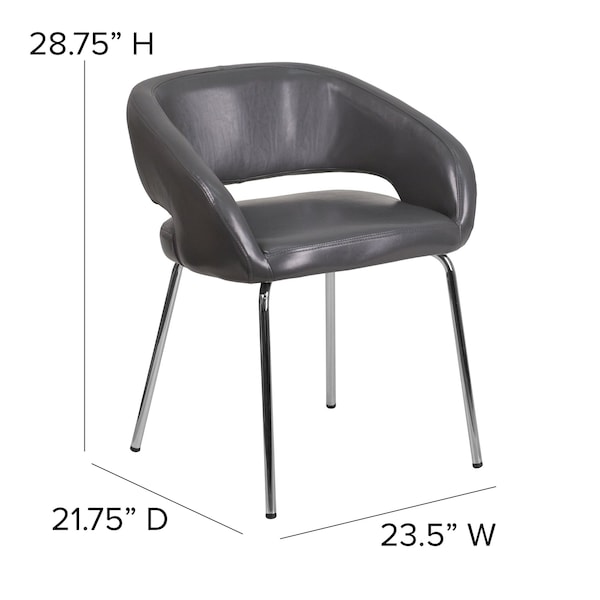 Flash Furniture Fusion Side Reception Chair, Gray Back, 23-1/2 in W 21-3/4" L 28-3/4" H, Leather Seat - CH-162731-GY-GG