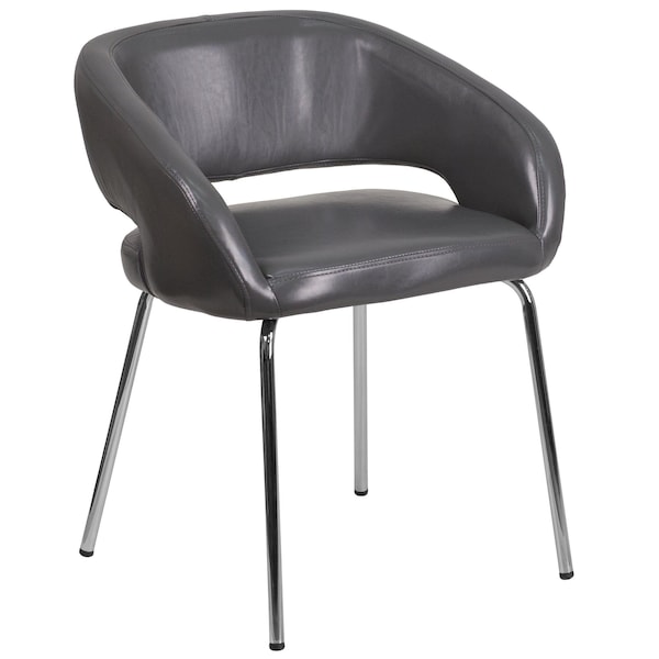 Flash Furniture Fusion Side Reception Chair, Gray Back, 23-1/2 in W 21-3/4" L 28-3/4" H, Leather Seat - CH-162731-GY-GG
