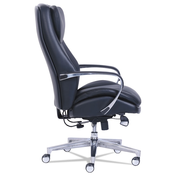 La-Z-Boy Commercial 2000 High-Back Exec Chair w/Lumbar Support, Black/Silver - 48957