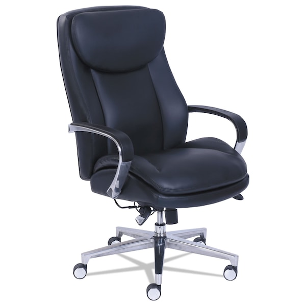 La-Z-Boy Commercial 2000 High-Back Exec Chair w/Lumbar Support, Black/Silver - 48957