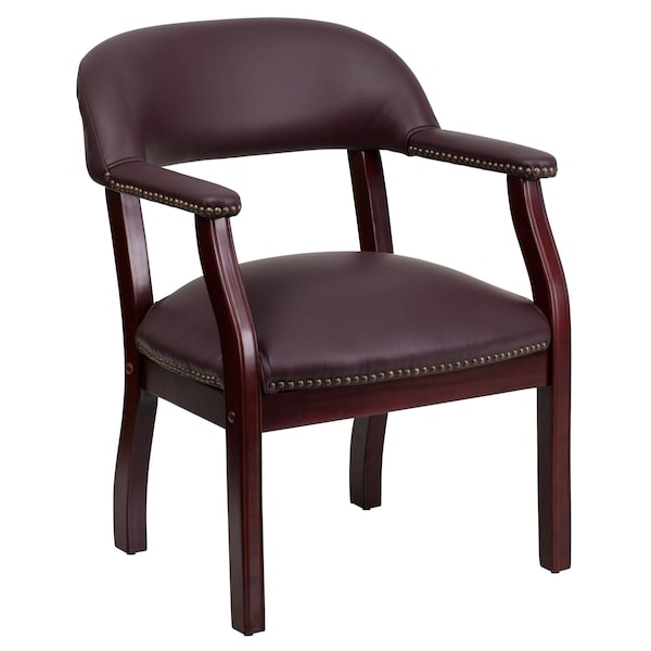 Flash Furniture Traditional Luxurious Conference Chair, Burgundy Seat, Wood Back, 24" W 27" L 31-1/2" H - B-Z105-LF19-LEA-GG