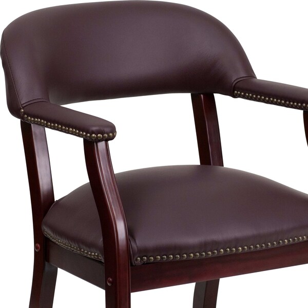 Flash Furniture Traditional Luxurious Conference Chair, Burgundy Seat, Wood Back, 24" W 27" L 31-1/2" H - B-Z105-LF19-LEA-GG