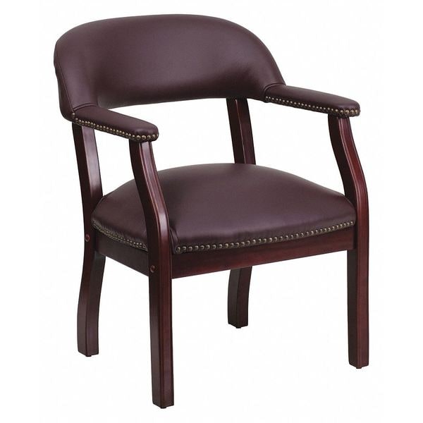 Flash Furniture Traditional Luxurious Conference Chair, Burgundy Seat, Wood Back, 24" W 27" L 31-1/2" H - B-Z105-LF19-LEA-GG