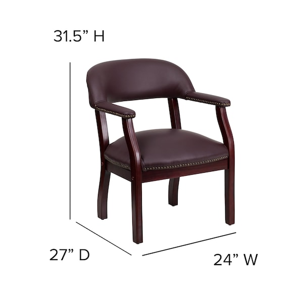 Flash Furniture Traditional Luxurious Conference Chair, Burgundy Seat, Wood Back, 24" W 27" L 31-1/2" H - B-Z105-LF19-LEA-GG
