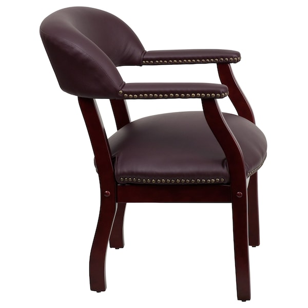 Flash Furniture Traditional Luxurious Conference Chair, Burgundy Seat, Wood Back, 24" W 27" L 31-1/2" H - B-Z105-LF19-LEA-GG