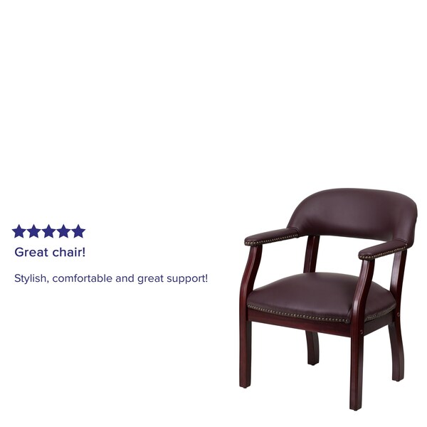 Flash Furniture Traditional Luxurious Conference Chair, Burgundy Seat, Wood Back, 24" W 27" L 31-1/2" H - B-Z105-LF19-LEA-GG