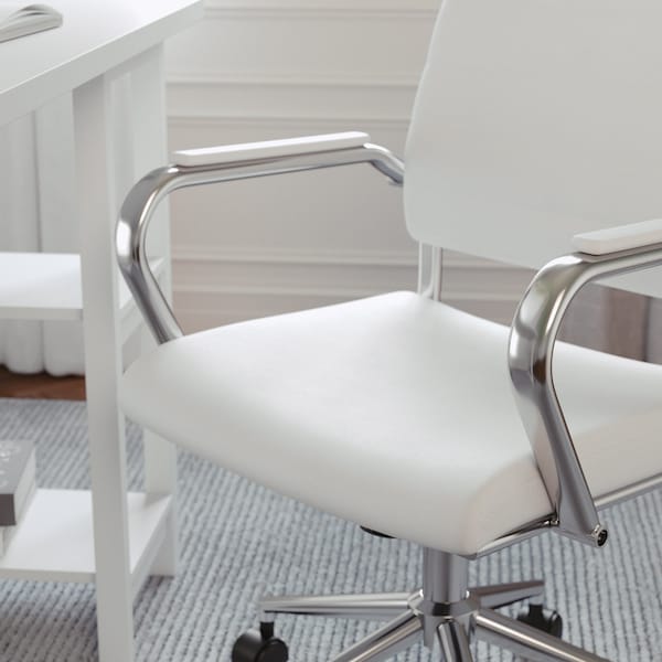 Martha Stewart Piper Upholstered Office Chair in White/Polished Nickel - CH-220921-2-WH-MS