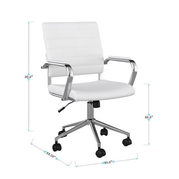Martha Stewart Piper Upholstered Office Chair in White/Polished Nickel - CH-220921-2-WH-MS