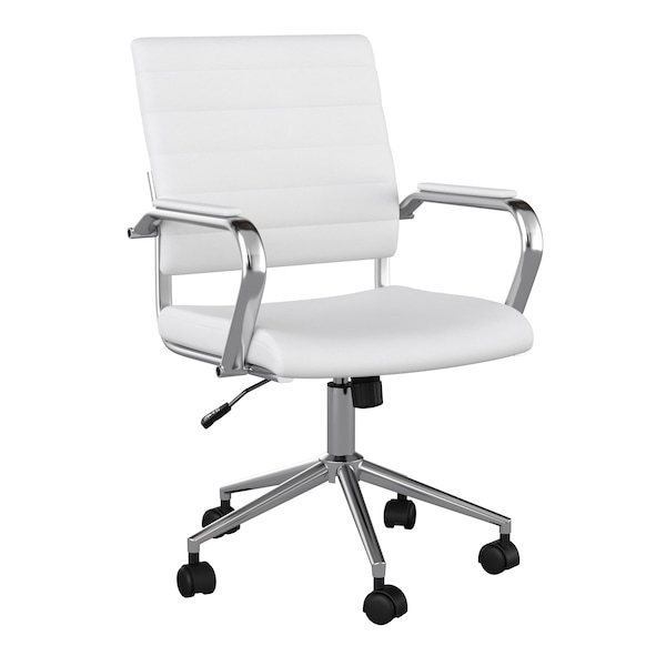 Martha Stewart Piper Upholstered Office Chair in White/Polished Nickel - CH-220921-2-WH-MS