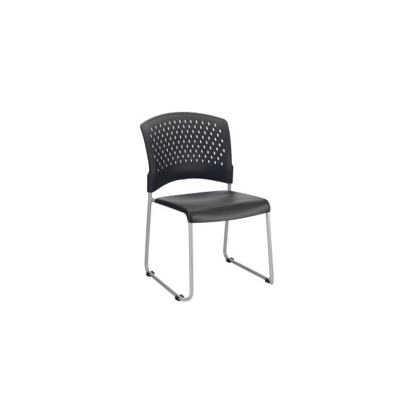 Global Equipment Interion Stacking Chair With Mid Back, Plastic, Black - NEW250606BK