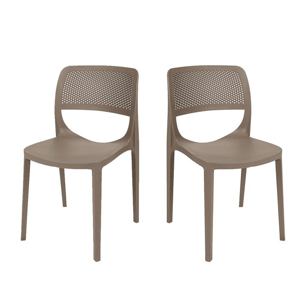 Rainbow Outdoor Mila Set of 2 Stackable Side Chair-Cappuccino - RBO-MILA-CAP-SC-SET2