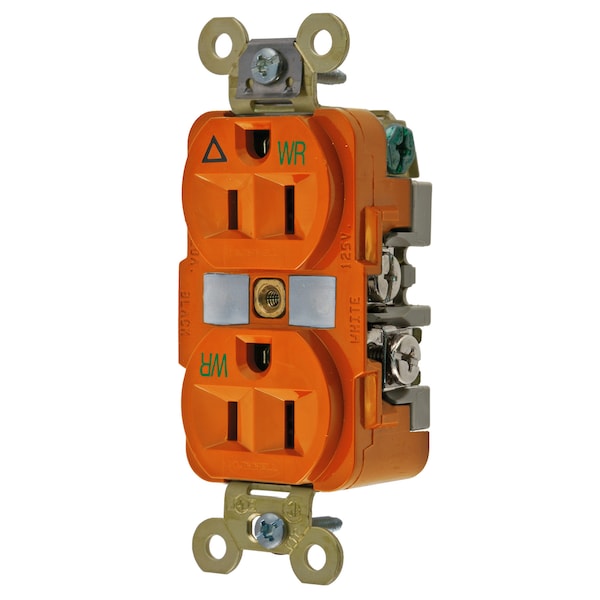 Hubbell Wiring Device-Kellems Straight Blade Devices, Receptacles, Weather Resistant Duplex, Commercial/Industrial Grade, Isolated Ground, 15A 125V, 2-Pole 3-Wire Grounding, 5-15R - IG5262WR