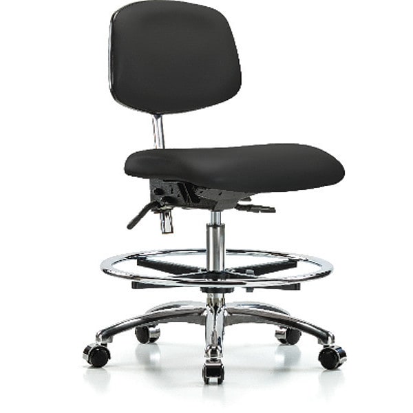 Zoro Select Clean Room Chair Ergonomic Chair, No Arms, 21-1/2" to 29" Height, Vinyl, Black - BR-NCR-VMBCH-CR-T1-A0-CF-CC-8540