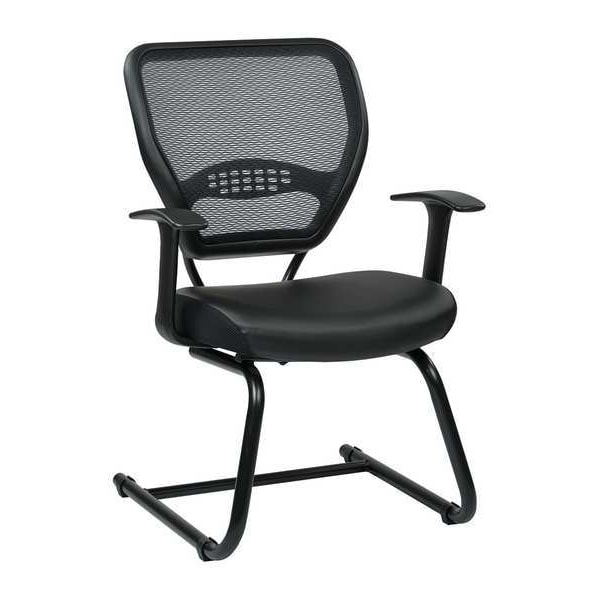 Office Star Desk Chair Side Chair, Fixed Arms, 18-3/4" Height, Fabric, Black - 5705E