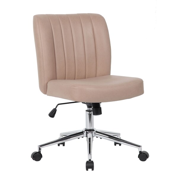 Boss Office Products Modern Mid-Back Desk Chair - TAN Leathaire - B4035C-TAN
