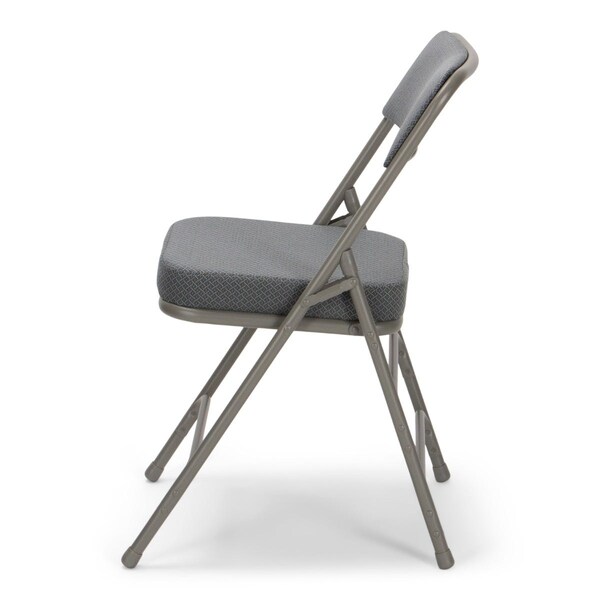 Atlas Commercial Products Triple-Braced Fabric Padded Metal Folding Chair, 2" Cushion, Gray - MFC22GRYFP-2