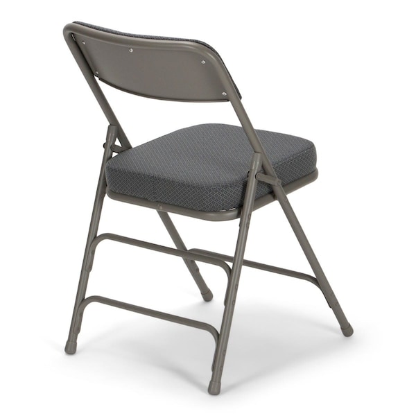 Atlas Commercial Products Triple-Braced Fabric Padded Metal Folding Chair, 2" Cushion, Gray - MFC22GRYFP-2