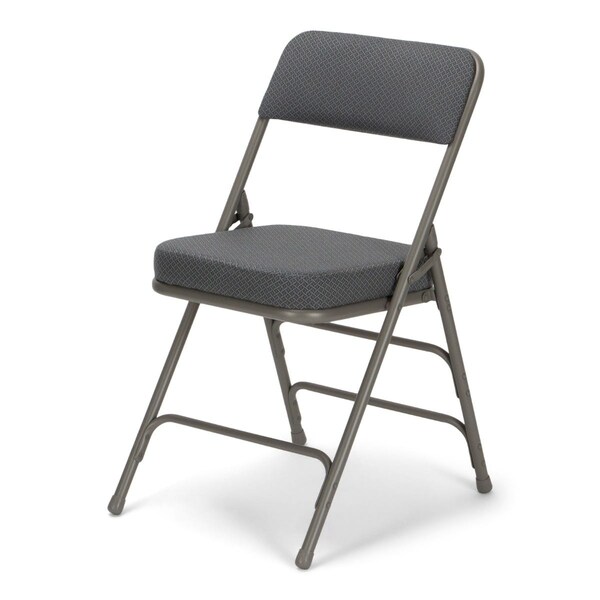 Atlas Commercial Products Triple-Braced Fabric Padded Metal Folding Chair, 2" Cushion, Gray - MFC22GRYFP-2