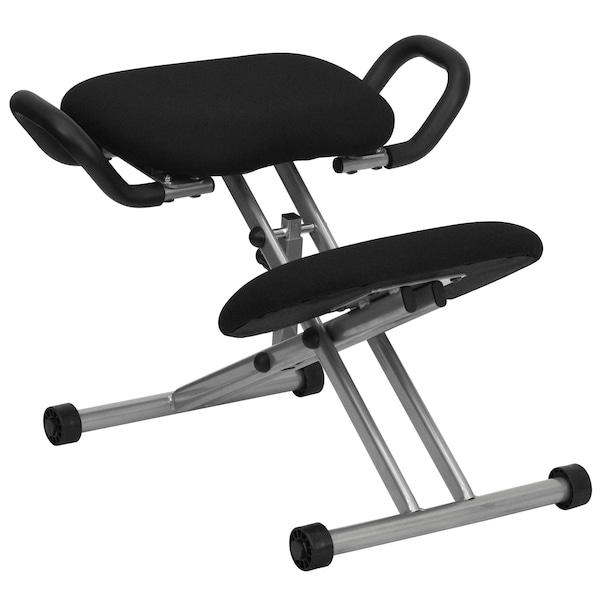 Flash Furniture Contemporary Kneeling Office Chair, Black Seat, Gray Back, 25" W 27" L 26" H, Adjustable - WL-1429-GG