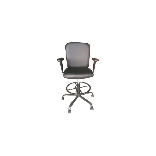 Global Equipment Interion    Antimicrobial PU Leather Big   Tall Drafting Stool, Black - 81622H-1-ANT