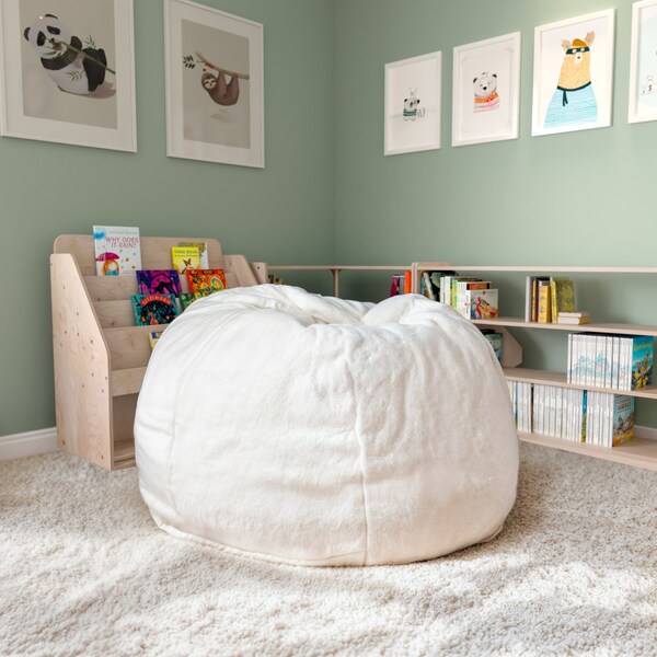 Flash Furniture Bean Bag Chair, White Back, 30 in W 30" L 18" H - DG-BEAN-SMALL-FUR-WH-GG