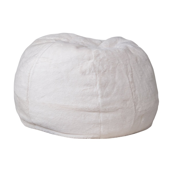 Flash Furniture Bean Bag Chair, White Back, 30 in W 30" L 18" H - DG-BEAN-SMALL-FUR-WH-GG